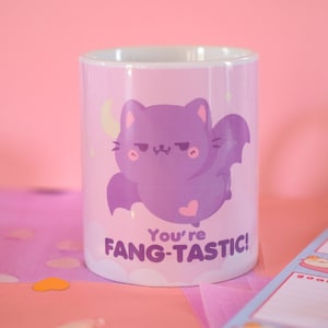 Spooky the Cat Handprinted Mug ~ Kawaii Mugs ~Cute Ceramics ~ Adorable ceramics ~ Cute Ceramic Mugs ~ Cute Cat Whimsical Mug