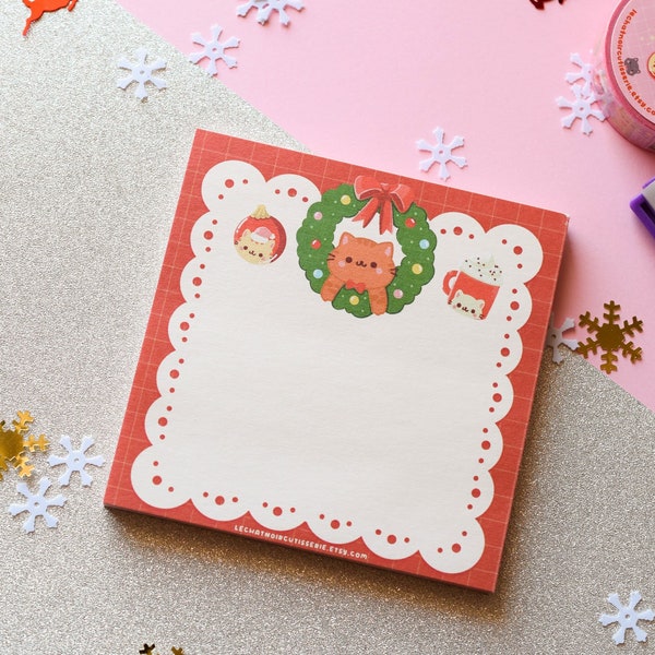 Kawaii XMas Cats Memo Pad • tear away memo • padpaper note pad, cute memo • christmas block notes kawaii stationery