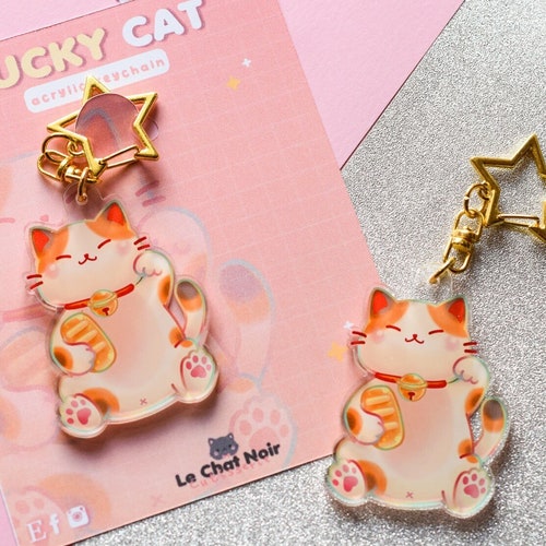 Japanese Lucky Charm Acrylic Keychain Love Keychain Cute Etsy