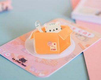 Kawaii Acrylique Pin Cat Box • Insigne Mignon Pins • Animal Pins • Sac Pins • Chat Pins