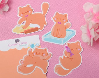 Kawaii Sticker Set Ginger's Day • Cute cats stickers • Kawaii Stationery Bujo • Planner cat stickers