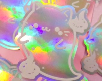 Holographic Vinyl Sticker Kawaii Boo-tiful Cat • Holo cute stickers • Laptop Stickers • Waterproof Sticker