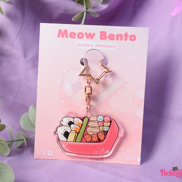 Kawaii Keychain Bento Box • Cute sushi box Keychain • kawaii Acrylic Keyring