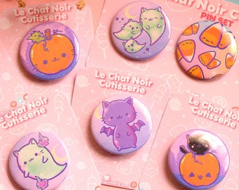Kawaii Cat Pins for Halloween • cute pin buttons • animal pins gift