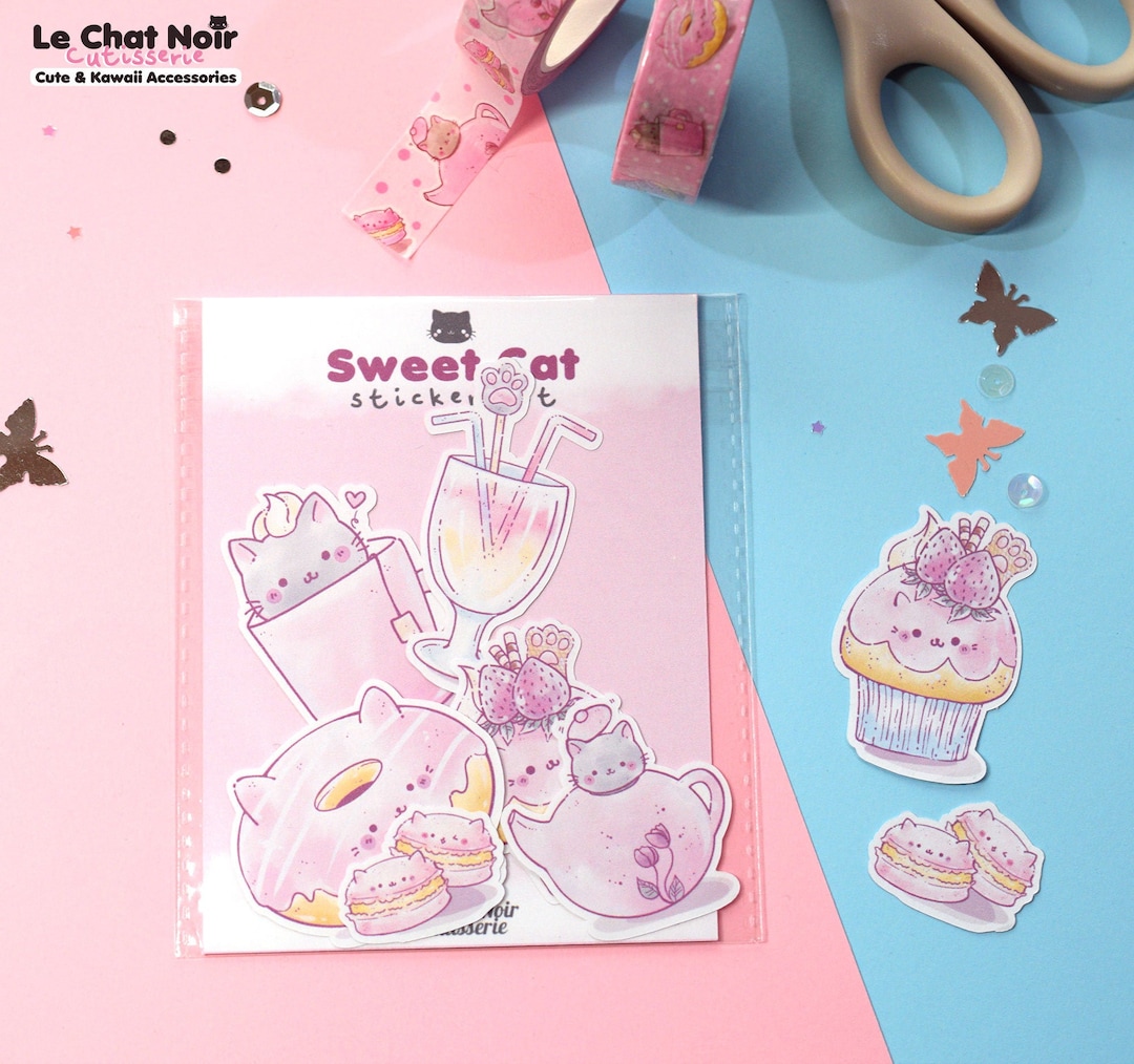 Kawaii Sticker Set Sweet Cat Cute Bujo Stickers Kawaii - Etsy