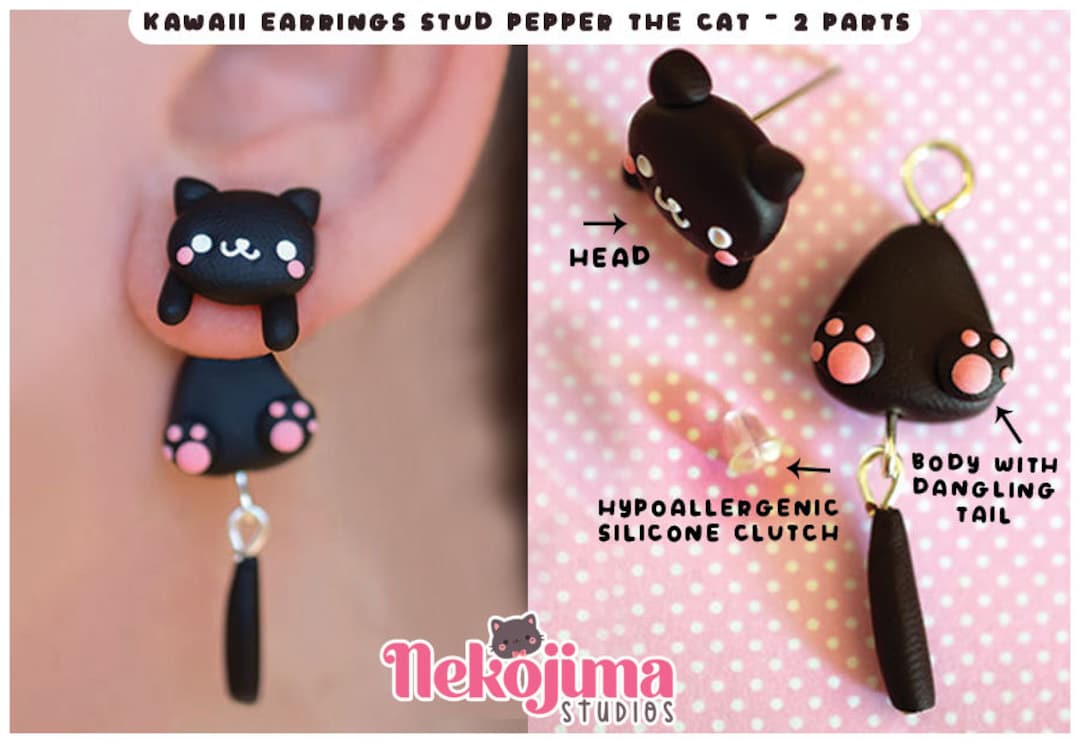 Cute Black Cat Charm, Kawaii Polymer Clay Cat Charm, Black Cat Gift,  Miniature Clay Cat, Kawaii Pet Charm, Cat Lover Gift, Personalized Cat -   Hong Kong