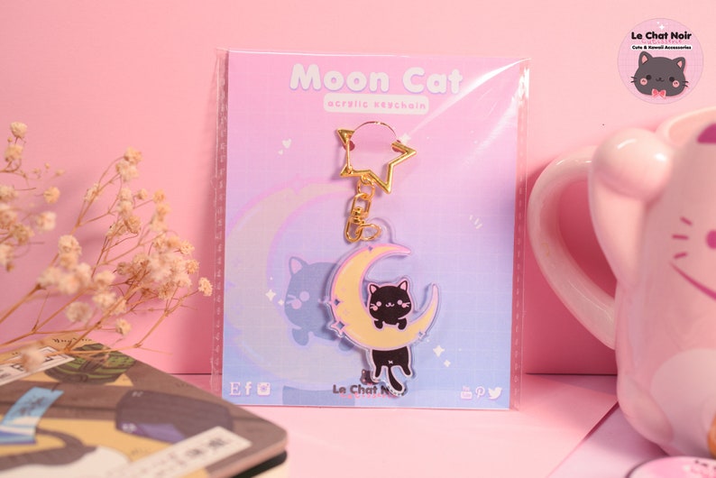 Kawaii acrylic charm Moon Cat • cute cat charm • cute acrylic charm keychain 