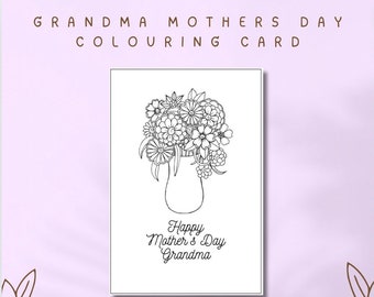 Printable Grandma Mother's Day Colouring Card for kids