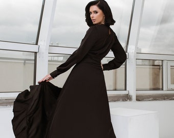 Black Silk Dress, Silk Dress With Slit, Dress With Front Slit, Silk Dinner Dress, Maxi Silk Dress, Formal Dress, Silk Cocktail Dress Active