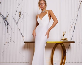 White Slip Dress, White Maxi Slip Dress, Maxi Slip Dress, Maxi Slip, Slip Dress, Backless Dresses, Silk Dress, Open Back Silk Dress