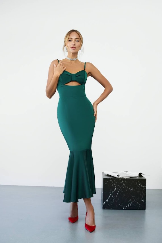 Long Fitted Satin Dress, Bodycon Slip Dress, Bodycon Slip, Mermaid Slip Dress, Fitted Satin Dress, Green Formal Slip Dress, Elegant Slip