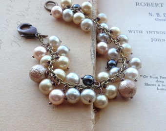 Champagne Breakfast - Bracelet - Vintage Pearls - ChaCha Bracelet - New Year's Jewelry