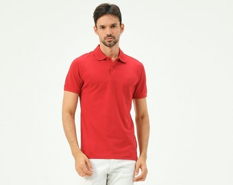 MSW Regular Fit & Sondergröße Rotes Männer-Poloshirt