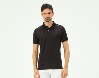 MSW Regular Fit & Special Size Schwarzes Herren-Poloshirt