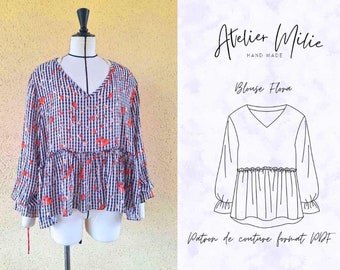 Patron Blouse Flora - Patron de couture - Patron de blouse PDF - Patron de couture femme - Patron de couture facile