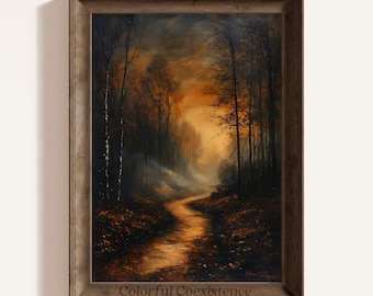 Moody Fall Landscape Wall Art Moody Vintage Printable Wall Art Dark Academia Decor Moody Print Digital Download Gothic Autumn Decor Wall Art
