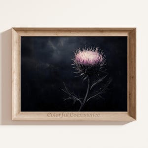 Dark Moody Oil Painting Vintage Moody Printable Art Dark Academia Decor Moody Thistle Print Dark Academia Floral Art Dark Cottagecor Print