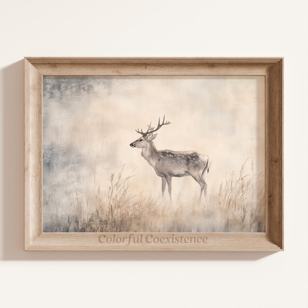 Vintage Deer Print Antique Printable Wall Art Decor Painting Original ...