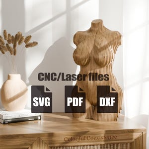File di taglio laser DXF per corpo di donna Arte parametrica File SVG per CNC Piano di lavorazione del legno fai da te Decorazione per la casa parametrica Statua del torso di donna Arte parametrica