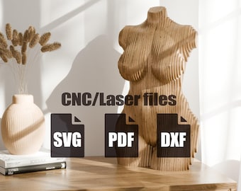 Woman Body Parametric Art DXF laser cutting file SVG cnc files DIY Woodworking Plan Parametric Home Decor Woman Torso Statue  Parametric Art