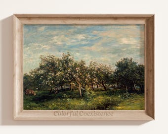 Vintage Rustic Print Printable Oil Painting Vintage Sprin Summer Wall Art Cottagecore Decor LightAcademia Decor Rural View Painting Download