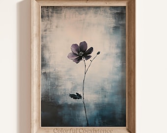 Dark Floral Wall Art Vintage Printable Picture Dark Academia Moody Decor Antique Dark Flower Painting Dark Cottagecore Botanical Decor Art