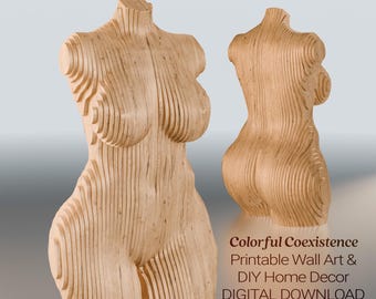 Parametric Sculpture Art laser cutting file cnc files DXF SVG PDF Woodworking Plan Parametric Home Decor Woman Torso Statue Parametric Art