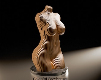 Woman Body Parametric Art DXF laser cutting file SVG cnc files DIY Woodworking Plan Parametric Home Decor Woman Torso Statue  Parametric Art