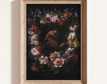 Floral Dark Academia Wall Art Vintage Printable Chiaroscuro Art Moody Home Decor Moody Flowers Art Dark Cottagecore Dark Floral Home Decor