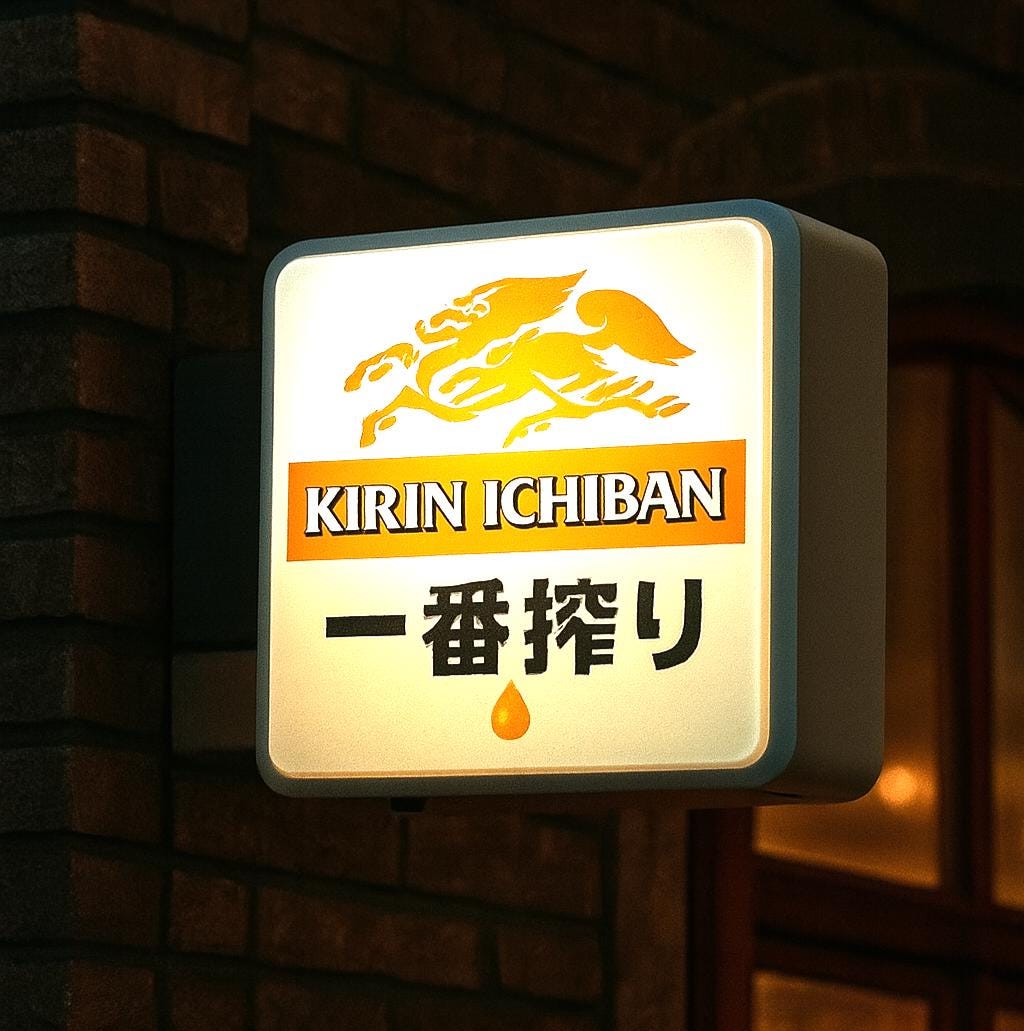Kirin Ichiban Beer LED Magnet – Glowing Japanese Izakaya Light, Retro Bar-Inspired Fridge Decor, Light-Up Refrigerator Magnet from Japan