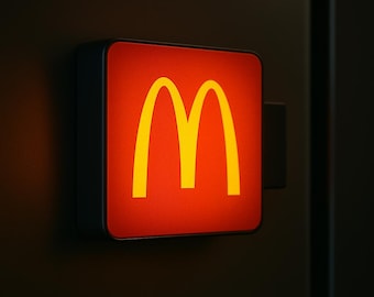 McDonald’s LED Fridge Magnet – Glowing Fast Food Sign, Retro Light-Up Refrigerator Decor, Mini Kitchen Magnet for Collectors