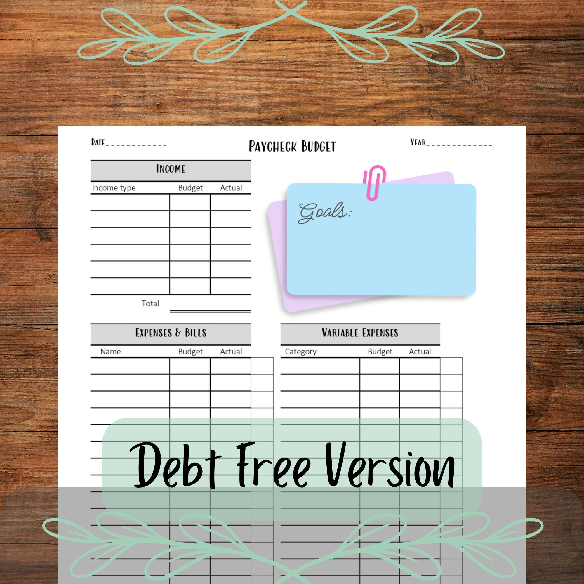 Printable Paycheck Tracker Bill Tracker Monthly Tracker Debt Tracker ...