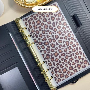 Mocha Leopard Vellum Budget Dashboard, A5 A6 A7, Warm Safari, Custom Cash Binder Insert