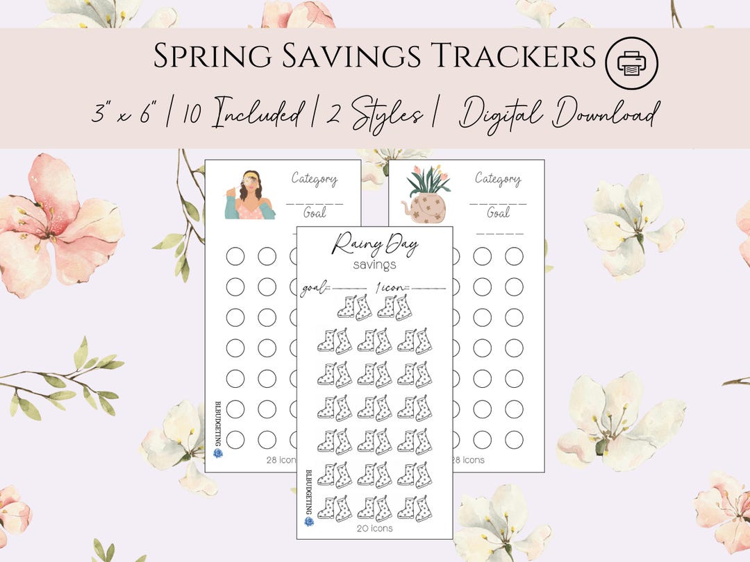 Spring Can Tracker Spring Savings Trackers Spring Savings Challenge Digital Savings ...