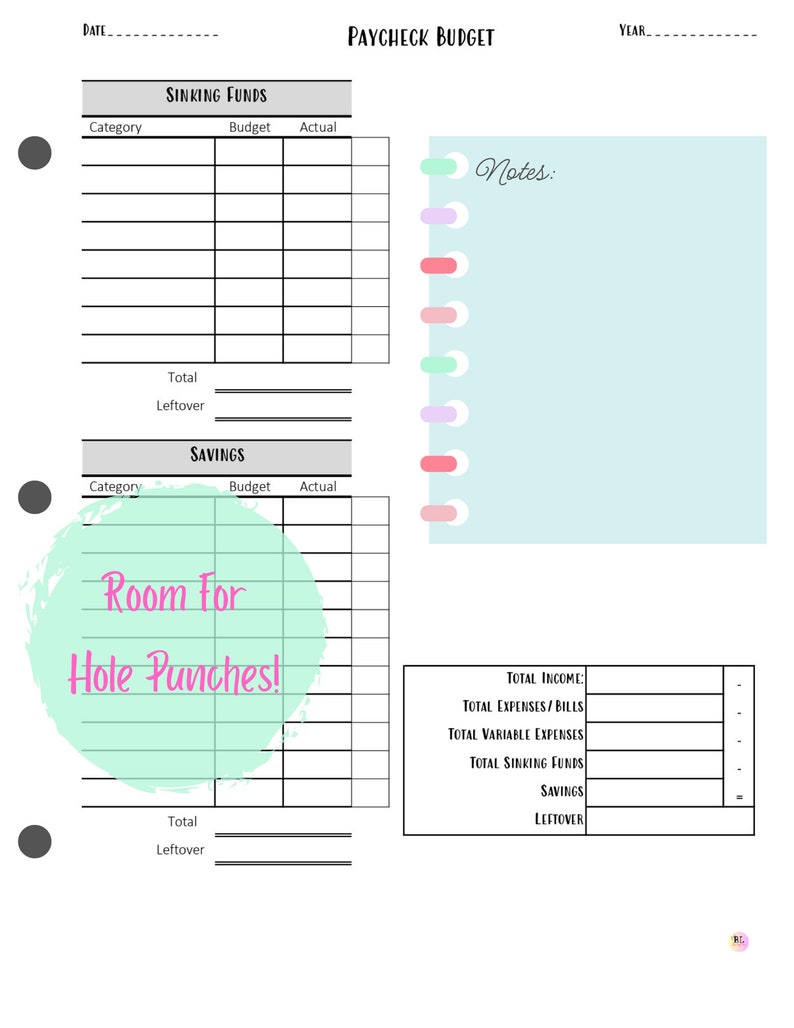 Printable Paycheck Tracker Bill Tracker Monthly Tracker Debt Tracker ...