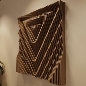 NEXO XL | Parametric Wood Wall Art & Acoustic Panel | 3D Sound Diffuser Wall Sculpture Wood | Extra Large Modern Sculpture Natural Amber