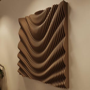 PLEX XL | Parametric Wood Wall Art & Acoustic Panel | 3D Sound Diffuser Wall Sculpture Wood | Extra Large Modern Sculpture Natural Amber