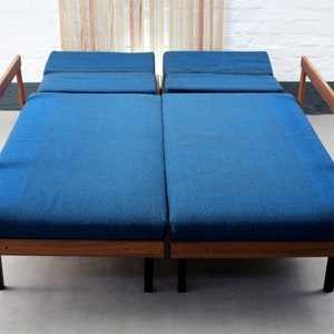 Mid Century Vintage Sofa Couch Daybed Set Palisander Teak Kombination Polsterung Blau. Eckmöbelbox im 70er Jahre Design Bild 2