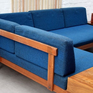 Mid Century Vintage Sofa Couch Daybed Set Palisander Teak Kombination Polsterung Blau. Eckmöbelbox im 70er Jahre Design Bild 8