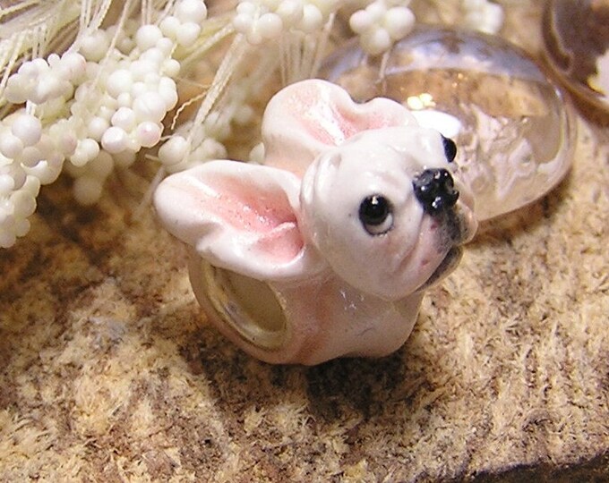 White French Bulldog Pandora Charm Polymer Clay Dog Bead Etsy