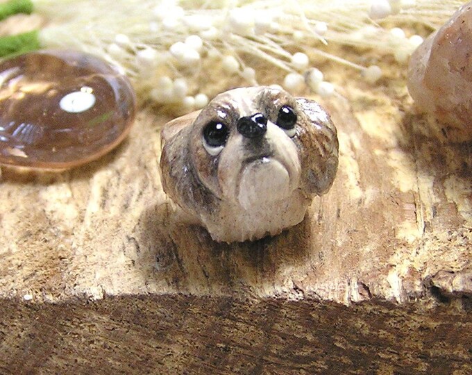 Shih Tzu Brown and Gray Polymer Clay Dog Pandora Bead Etsy
