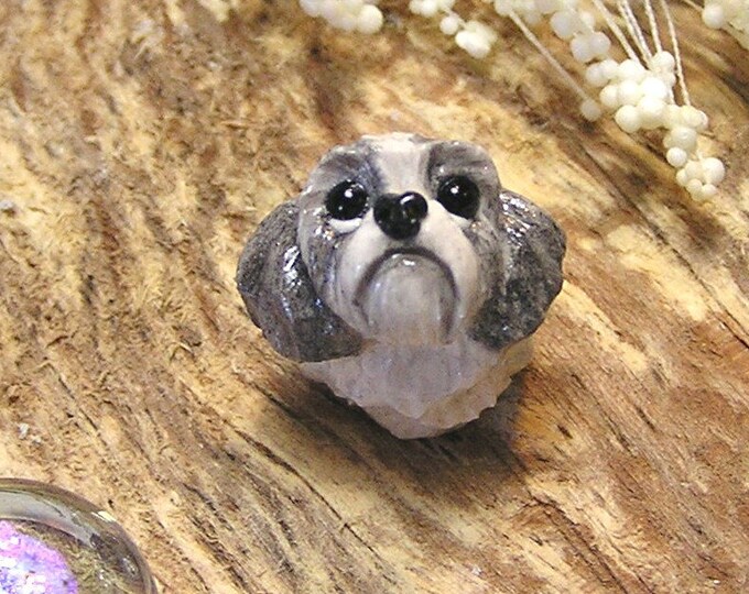 Shih Tzu Gray and White Polymer Clay Dog Pandora Troll Bead Etsy