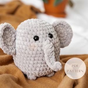 Amigurumi Elephant Crochet Pattern No Sew PDF Tutorial Stuffed Animal Plushie Ellie The Elephant
