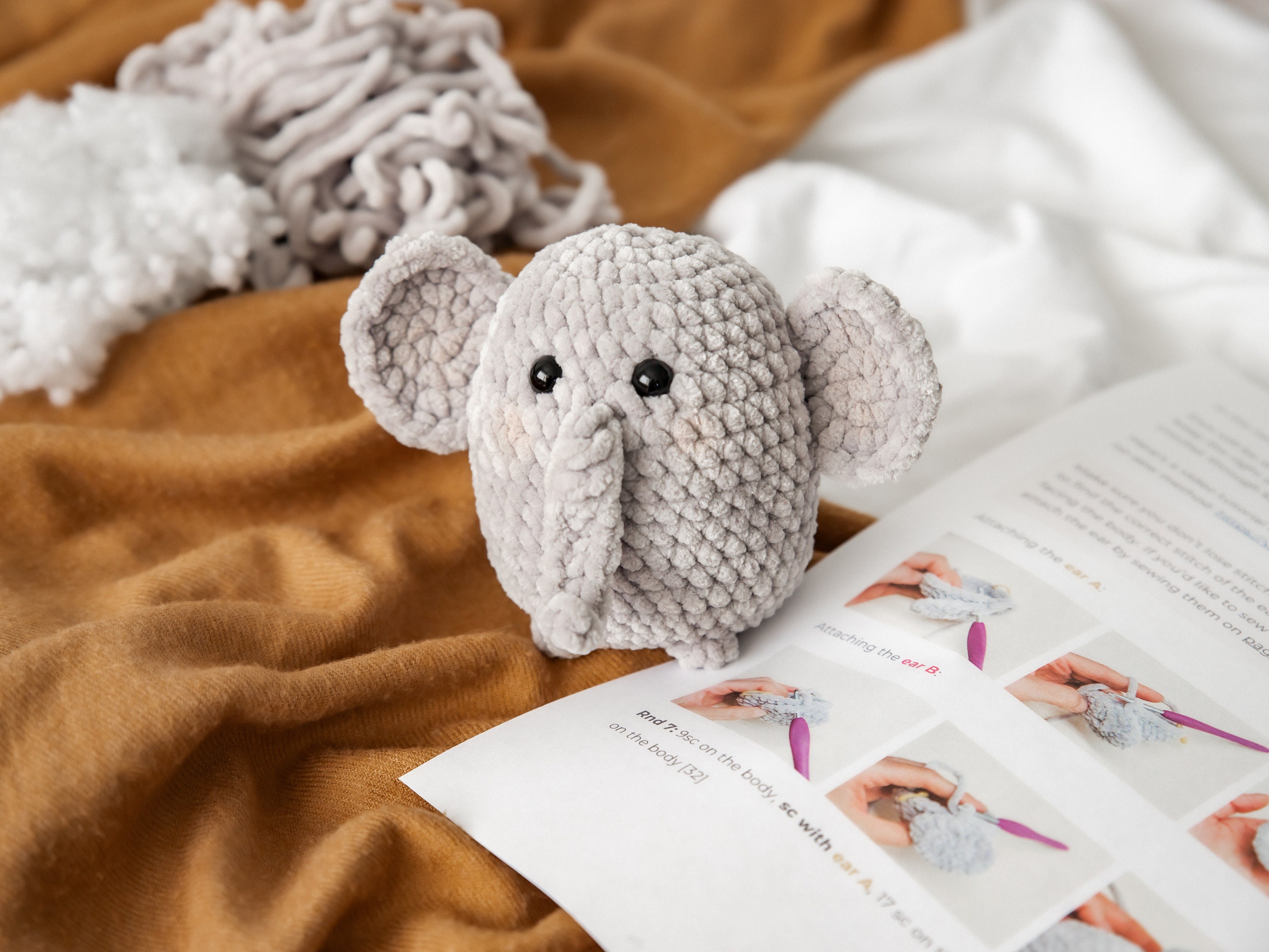 Amigurumi Elephant Crochet Pattern No Sew PDF Tutorial Stuffed Animal ...