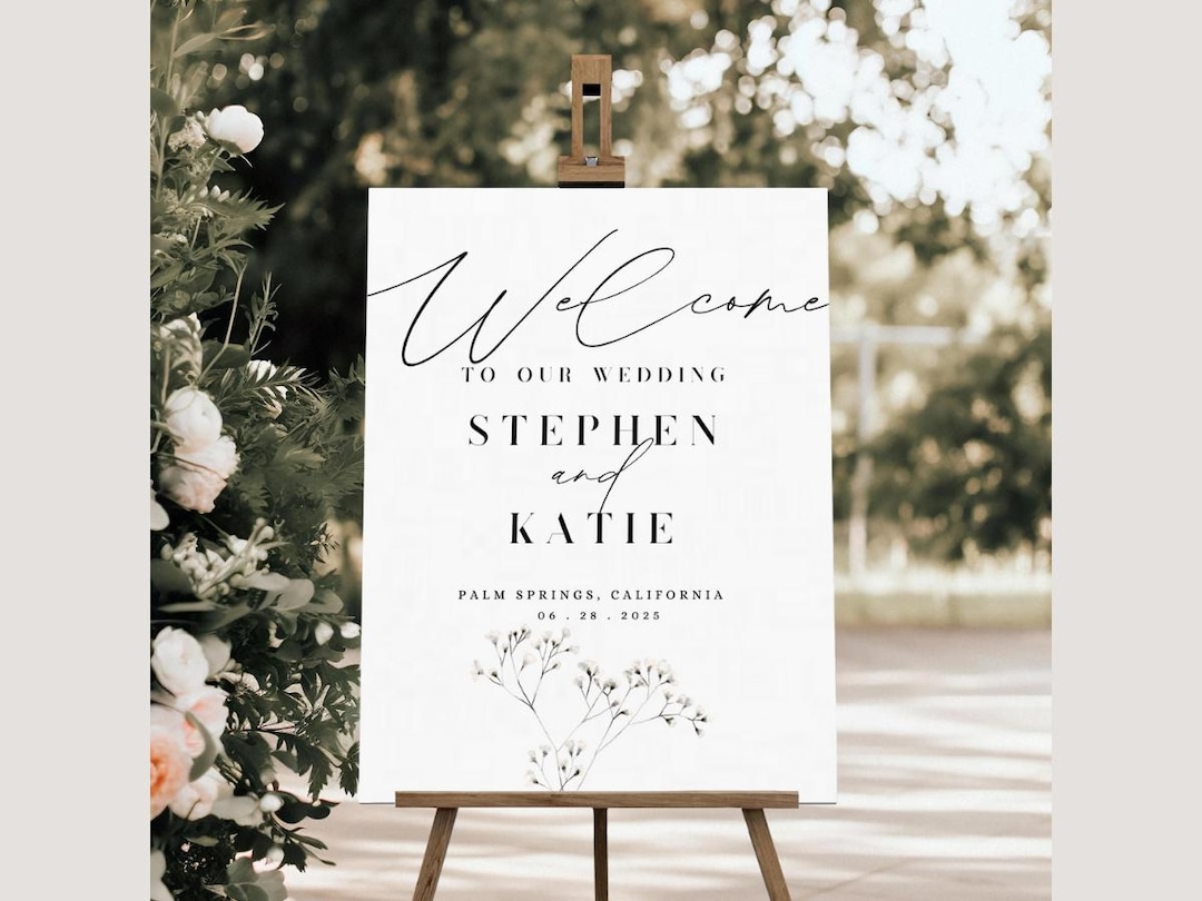 Wedding Welcome Sign Minimalist Template Simple Wedding Sign Garden ...