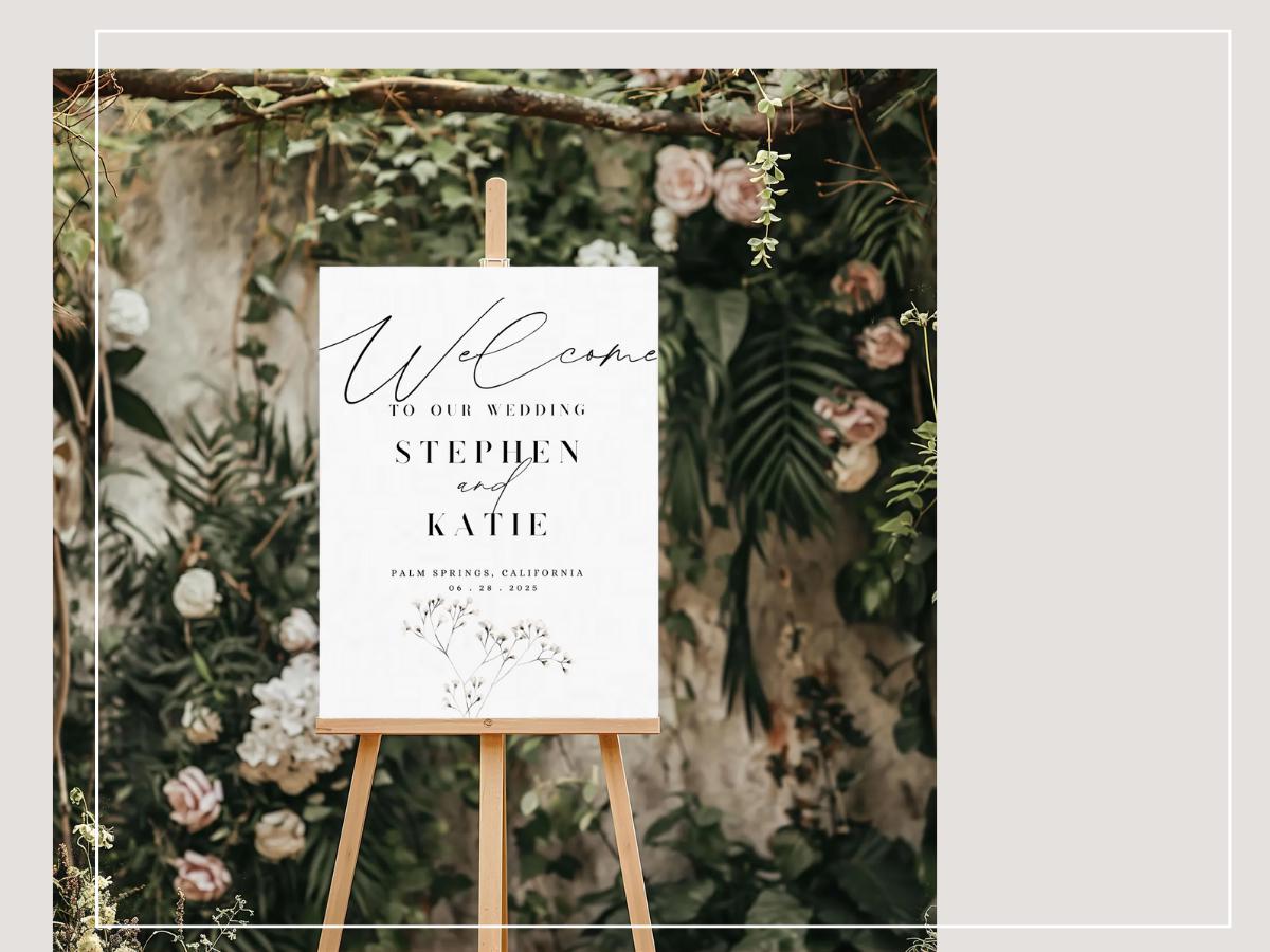 Wedding Welcome Sign Minimalist Template Simple Wedding Sign Garden ...