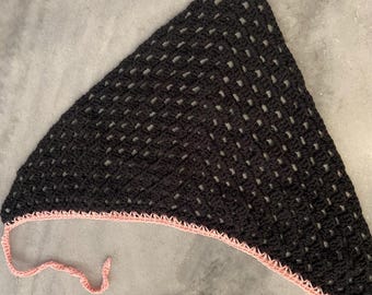Handmade Soft Cotton Crochet Triangle Kerchief Headscarf Mesh Granny Stitch Bandana Festival Boho Cottagecore