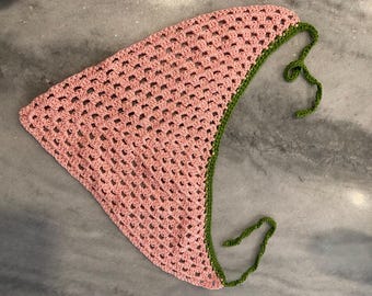Handmade Soft Cotton Crochet Triangle Kerchief Headscarf Mesh Granny Stitch Bandana Festival Boho Cottagecore
