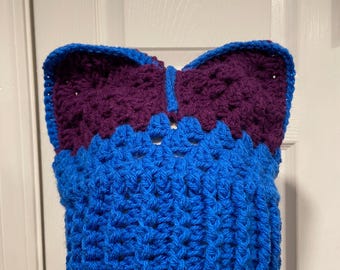 Handmade Crochet Cat Animal Ear Beanie Hat Cozy Ribbed Brim Stretch Winter Hat