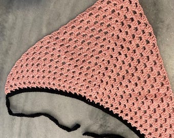 Handmade Soft Cotton Crochet Triangle Kerchief Headscarf Mesh Granny Stitch Bandana Festival Boho Cottagecore